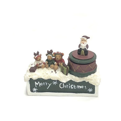 Magic Creations Holiday Beary Merry Christmas Santa Block Candle Holder w/Candle (2-Piece Set) - DollarFanatic.com