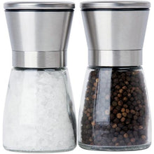 Load image into Gallery viewer, Stainless Steel Top Salt + Pepper Mill Grinders (Elevating the Cooking Experience) with Free Local Delivery in Champaign &amp; Vermilion County IL.
